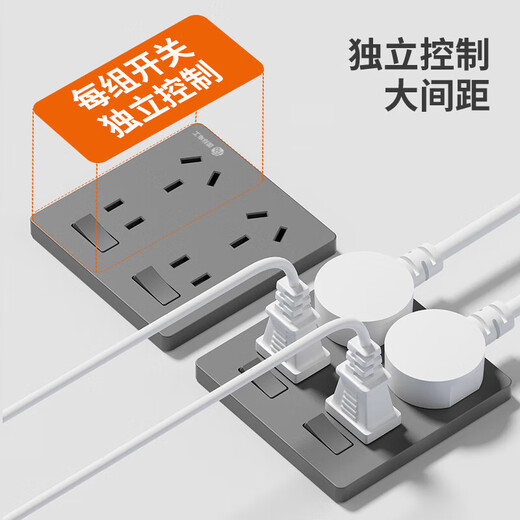 国际电工86型二开十孔插座带开关独立控制面板暗装10孔厨房专用电源插座 白色 二开十孔【双10A】