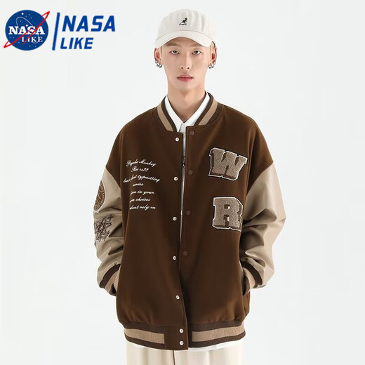 Taozilang high-end trendy joy PCMY American retro national trend hip-hop trendy brand loose couple woolen baseball uniform jacket men white M