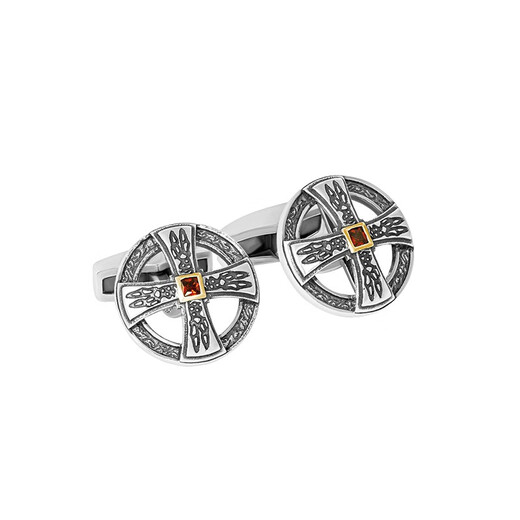 TATEOSSIAN [Limited] Cross garnet cuff links silver jewelry French cuff nail light luxury jewelry for men holiday gifts Cross cuff links (limited 100 pairs)