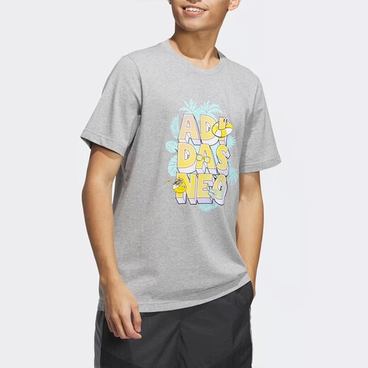 阿迪达斯 （adidas）NEO短袖男装女装2025夏季新款健身情侣款运动服透气休闲圆领T恤 IP3887灰色 XS