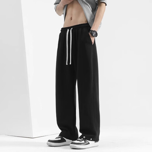 Pantalones de cielo de niebla para hombres, pantalones deportivos versátiles de pierna ancha para pantalones casuales versátiles diarios para la marca de moda de verano pantalones de patas rectas para hombres, pantalones sanitarios Myk23-9755 Dark Grey M (recomendado 115-130Jin [Jin equivale a 0.5 kg])
