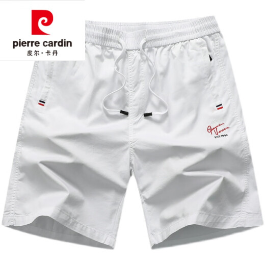 Pierre cardin (pierre cardin) suit shorts men summer middle-aged people pocket zipper pure cotton pants daddy suit casual five minutes 9227 white pocket zipper 3XL 195-230Jin [Jin equals 0.5 kg]
