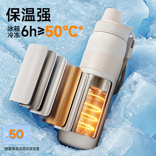 Supor Thermos 316L Copa de agua de acero inoxidable para hombres y mujeres para acompañar la taza de doble bebida portátil batido de recuerdo de verano White 680ml