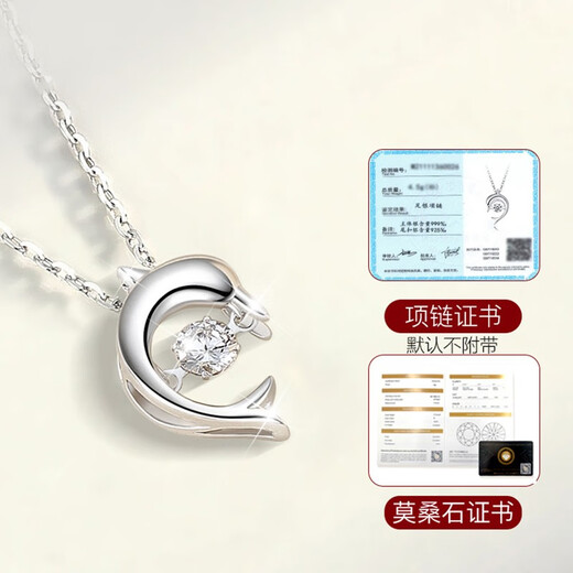 Farcoko brand dolphin necklace women's silver beating heart clavicle chain fashion jewelry Valentine's Day birthday gift for girlfriend Elf Dolphin exquisite high-end gift box