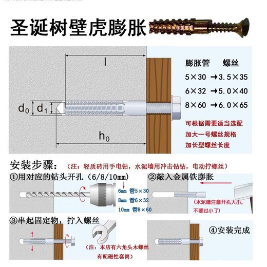 XMSJ Barbed Iron Expansion Lightweight Sawtooth Expansion Foam Brick with Metal Plug Upgraded Plastic Expansion Nail 6MM8MM 6M5X3050 Set+8M6X3235 Set