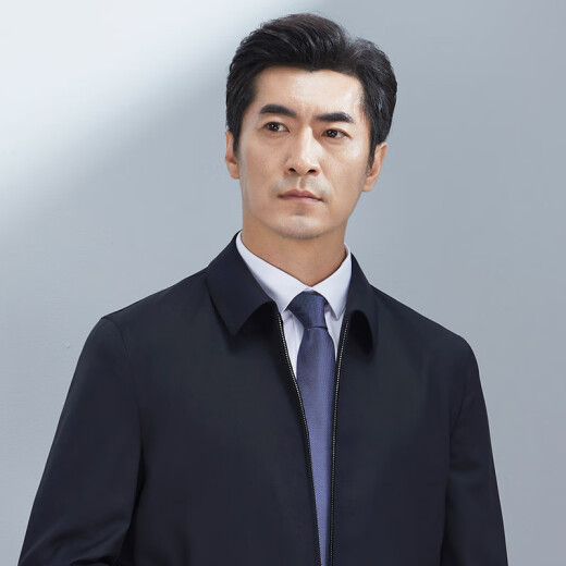 红都100精纺羊毛夹克商务正装上班开会翻领袖口带扣中年男装外套 藏蓝JT8229-1 175/92A