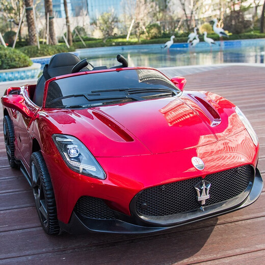 Yanju children's electric car four-wheel car with remote control toy car swing can sit men and women children baby battery stroller top with white four-wheel drive + leather seat + 12V7 large battery