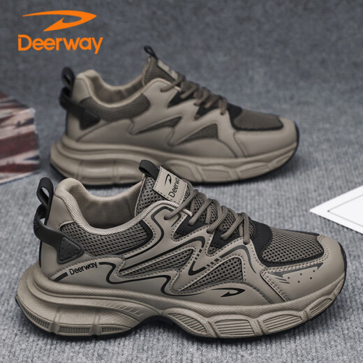 Sneakers Deerway Chaussures masculines 2025 Chaussures d'été Chaussures décontractées pour hommes épaisses semelles respirantes chaussures papa marron 42