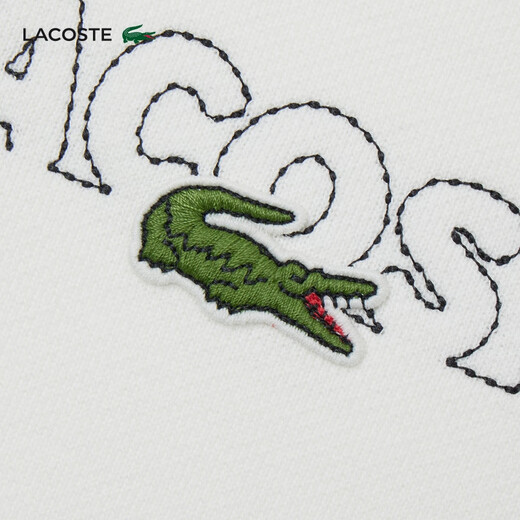 LACOSTE法国鳄鱼男装法国制造宽松版型棉质圆领套头运动卫衣|SH3878 70V/米白色 S 3