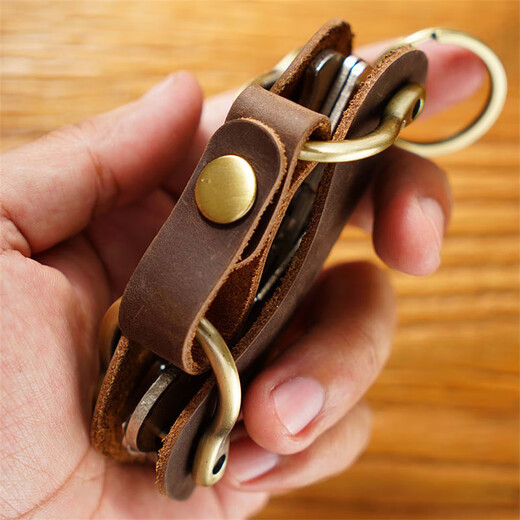 Patriot Crazy Horse Leder Key Pack für Männer und Frauen Retro -Stil echter Lederschlüsselpack einfach