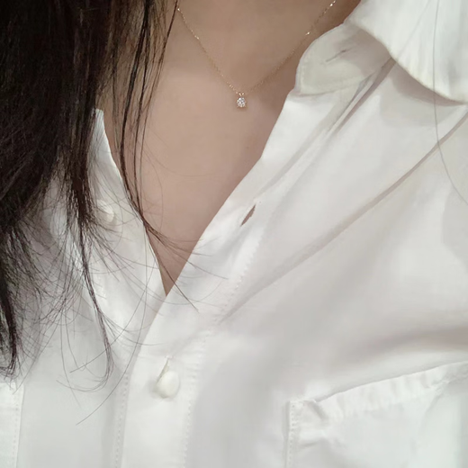 Fat Donglai's same style 18K gold booger diamond necklace Japanese agete stone 18k gold clavicle chain pendant 30 points diamond