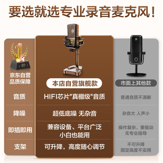 Wise Country Recording Studio Sound Quality Computer Microphone Dynamic Desktop Sound Card Live E-Sports Capacitor Game Mike K Song Radio Anchor Equipment Microphone Desktop Speaker Notebook 3.5