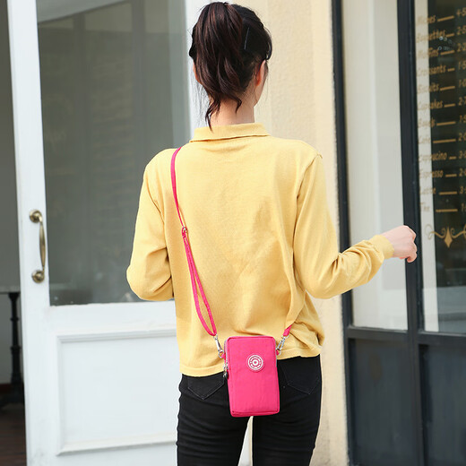 Ye Yu is suitable for 2 zipper mobile phone bag, shoulder bag, crossbody bag, arm bag, women's casual small bag, large capacity, mobile phone, money, keys, sports Blue Rose #2 zipper