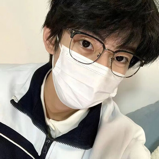 Jingzhu Pi handsome and gentle half-frame myopia glasses science and engineering male student anti-blue black warrior large frame flat light mirror can be matched with degrees Frosted black 0-degree anti-blue flat light mirror