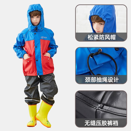 XMSJ Children's Raincoat Men's and Women's Kindergarten Baby Waterproof Overalls Primary School Raincoat Children's Junior Middle School Gray and Rose Red S