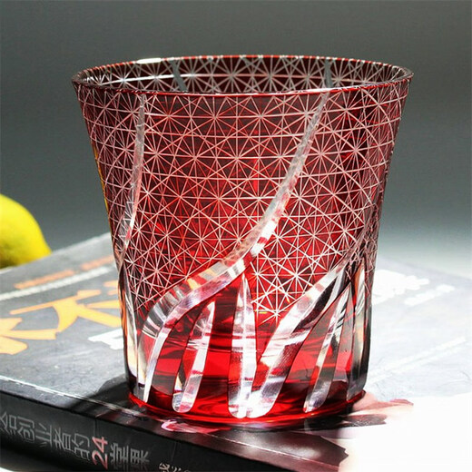 Japan imported Oriental Sasaki whiskey glass crystal glass Japanese-style Edo Kiriko home decoration red