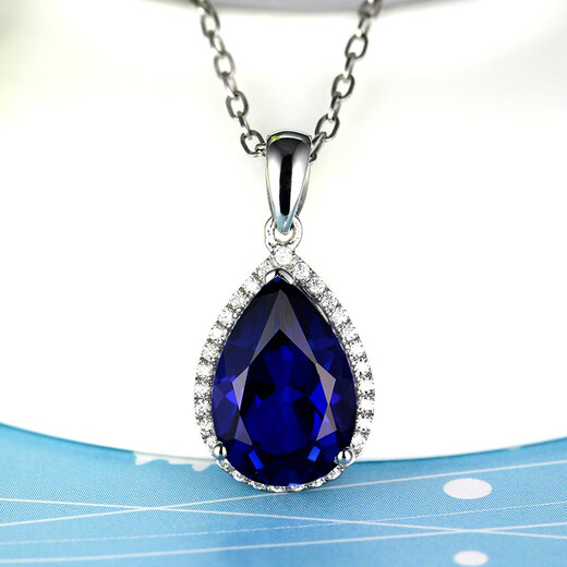 Flying Goose Sapphire Pendant 925 Silver Plated 18K Gold Tanzanite Color Gem Drop Shape Color Gemstone Necklace for Women Picture Color Pendant with 45cm Silver Chain