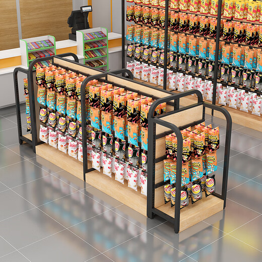 沐意 超市货架展示架便利店挂钩中岛柜零食母婴文具店可调节双面架子 【端头层板】690*360*1300