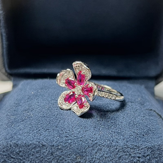 Duchen 1.0 carat ruby ring for women natural colored gemstone jewelry 925 silver inlaid jewelry No. 13