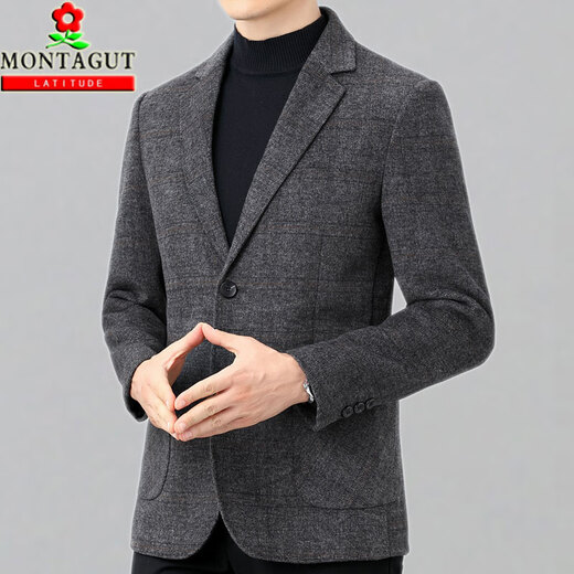 Montagut Casual Wool Suit Men's Jacket Men's Spring and Autumn Style Style Corean Cashmere Cashmere Tweed Traje de alta gama 3291 Styles: Dark Grey 170/48