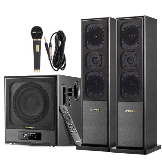 SANSUI 60C Living Room Karaoke TV Audio Home Subwoofer Home Karaoke Bluetooth Singing Speaker Set Computer Desktop Surround Sound HIFI Fever Level 60C Upgraded Heightened Version + Wired Microphone