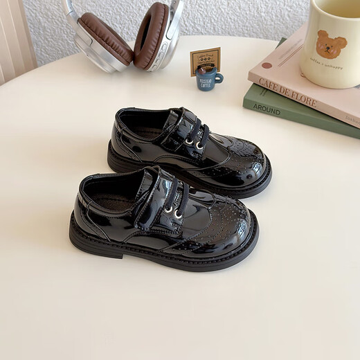 男女童皮鞋黑色软底演出鞋儿童英伦学生大童表演西装单鞋春秋新款 【黑色】 36 码：内长22.2cm