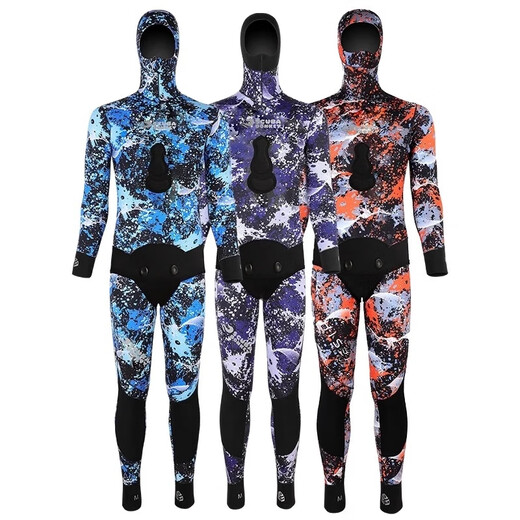 SPRAESIDIO free diving suit men's warm and cold-proof 3mm split N cloth semi-dry thickened fishing and hunting suit 3MM jellyfish suit black XL