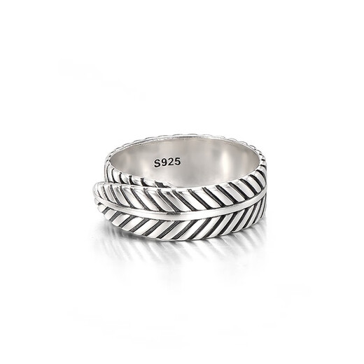 IDEAGEMER925 Silver Fidel Ring Men's Simple Niche Light Luxury European and American Trend Brand Versatile Boys' Ring Accessories Fidel Ring - Opening No. 19-21
