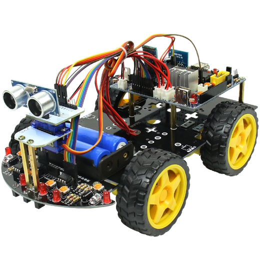 CreateBlock Programming Robot Intelligent Car C51 Microcontroller Kit Wifi Video Monitoring Speed Measurement Tracking Barrier Remote Control Light Search Bluetooth WIFI4 Package Five Scale Parts