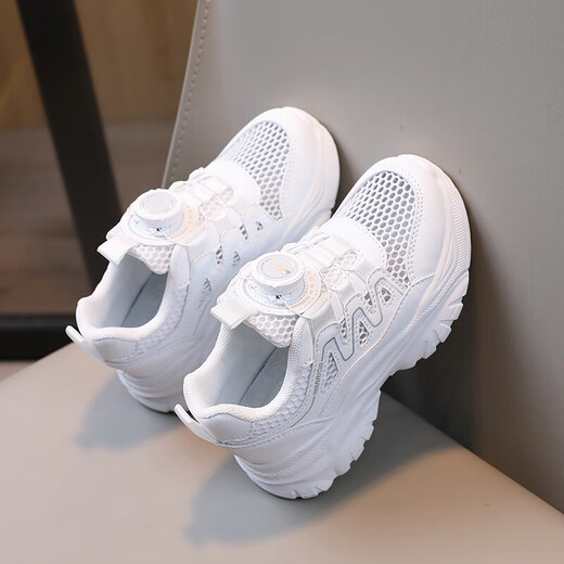 Warrior (Warrior) children's shoes mesh white shoes sandals button sports shoes casual shoes WZ(CL)-0454 white 29