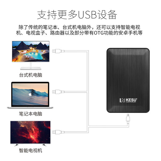 科硕（KESU） 移动硬盘大容量USB3.0 安全加密高速外接机械硬盘 大U盘 时尚黑+硬盘包 320GB