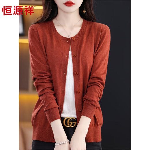 Hengyuanxiang Ultra-Fein-Woll-Woll-Strickjacke für Frauen im Frühjahr und Herbst Neues dünn gestrickter Außenklima-Hemd Runde Hals Strickjacke für hell mittelgroge 2xl