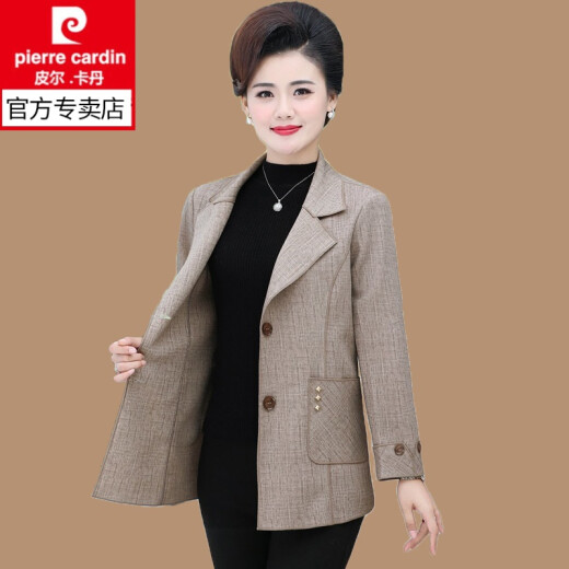 Pierre Cardin 2025 Neue Mutteranzug Jacke im mittleren Alter für Frauen Frühling und Herbst Short Dünn 40 Jahre alt 50 mittleren und älteren Spring Top 983-Khaki 2xl empfohlen 105-120jin [Jin entspricht 0,5 kg]