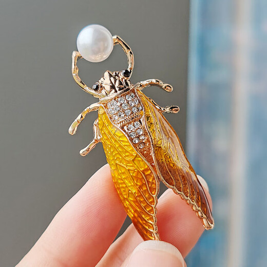 Water-Gongzijin Insectos de goteo de aceite hecho a mano Impresionante Cicada Cicada Cicada Broche Accesorios universales Pin XZ02844 Azule