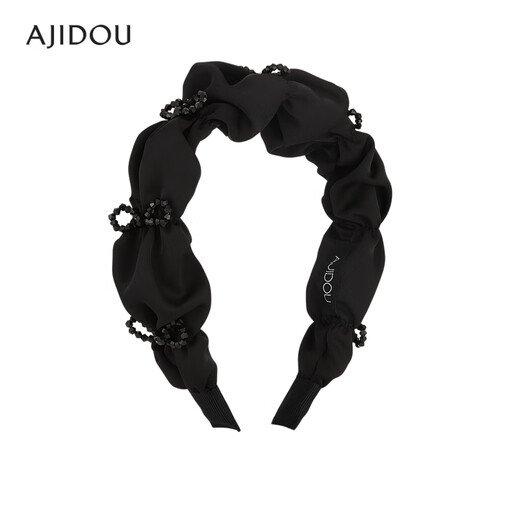 Ajidou headband women's bow French black pearl high skull non-slip headband hair accessory temperament versatile birthday gift black (crystal bow headband) 1 piece