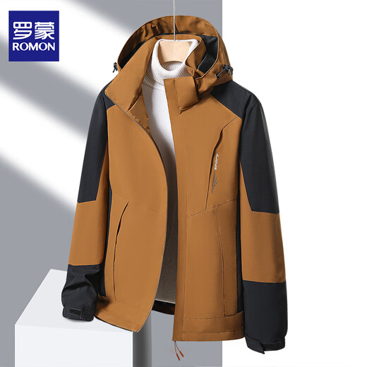 Romon Jacket Men's Spring and Autumn New Hooded Three-in-One Casual Jacket Men's Outdoor Couple Tops YK1818 Ivory White Single Charge (Men's Style) XL About 130-150Jin Jin is equal to 0.5 kg