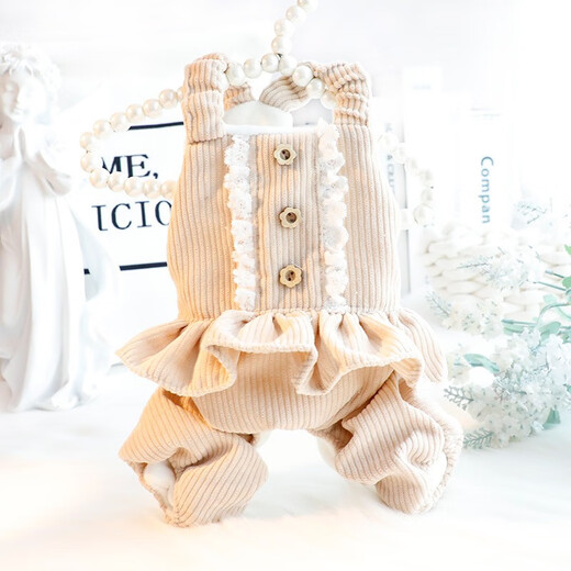 Vêtements de chiots de canard hip-hop, vêtements chauds d'automne et hivernaux, salopettes en dentelle en velours côtelé, vêtements à quatre pattes de chien, manteau en coton, vêtements en peluche, sangle en dentelle pourpre M-Songée 5-7 Jin [Jin est égal à 0,5 kg]