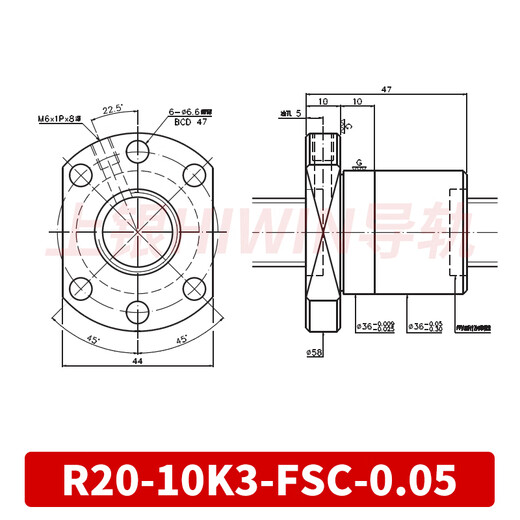 HIWIN ball screw nut original screw set FS I C W T DFSH EW screw single nut R20-10K3-FSC-0.05 fit