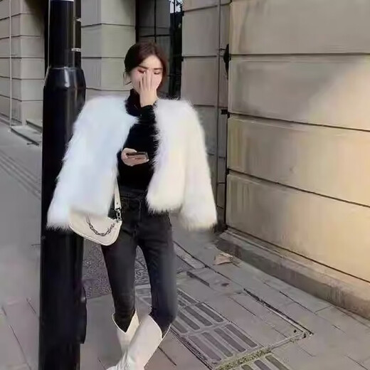 MADIAN 2025 MANDEMENT DE FORTES DE MODE AUTUME ET D'HIVER POUR FEMMES NOUVELLE IMITATION FOX FORT COURT DE FORTS MODIABLE PETIT CHEAUX DE STYLE PRAUTANT APPRICOT L [Convient pour 110-125 Jin [Jin est égal à 0,5 kg]]