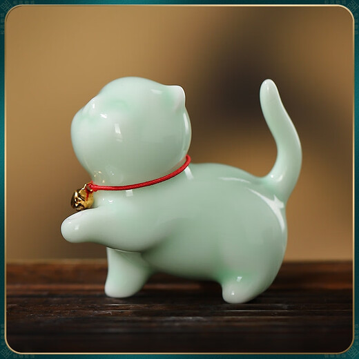 Songfengwuming cat incense holder kitten tea pet ornaments cute art ceramic incense stick high-end creative incense holder high-end exquisite tea pet incense holder-standing cat-meiziqing