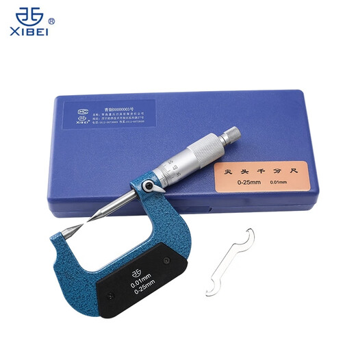 Northwest Qingliang pointed micrometer Qinghai measuring tool outer diameter groove measurement tip 30 degrees 15 200-41-060/0-25mmD type double pointed micrometer 0.01mm