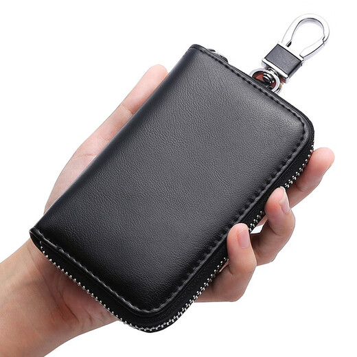 Maiweini2024 neuer Reißverschluss großer Kapazität Schlüsselbeutel Herren-Leder Multifunktion praktischer Autoschlüssel Cowhide Key Bag Royal Blue [Doppelreihe 12 Schlüsselpositionen + 2 Kartenpositionen]