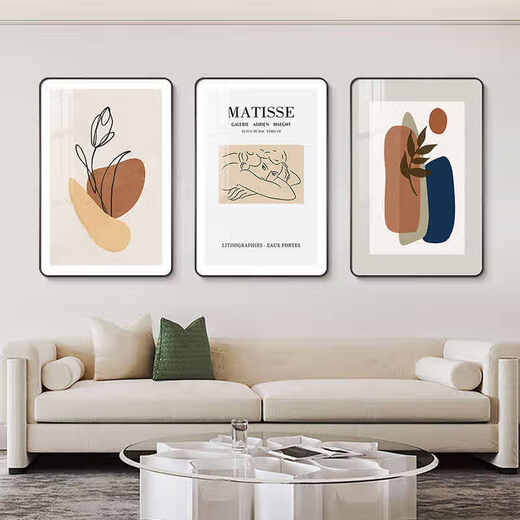 Huaixue moderne einfache Wohnzimmer Dekoration Malerei Nordisches abstraktes Sofa Hintergrund Wandhängemalerei High-End-Touch-Figur Triplet-Wandbild JD13548 50*70/50*70/50*70 Kristallbild PVC Schwarzer Grenze