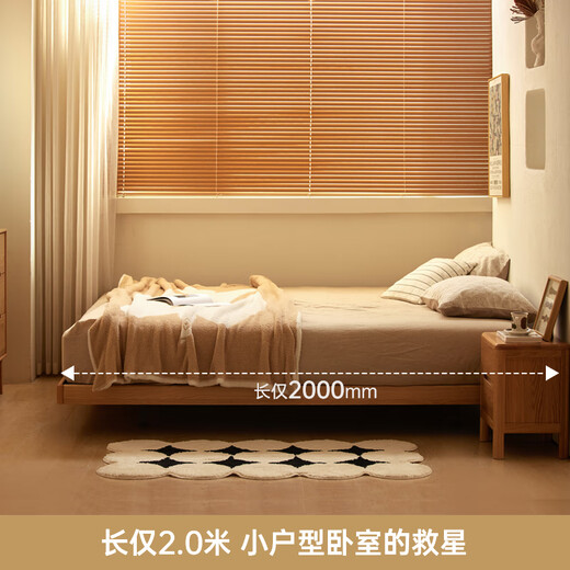 Cama de madera maciza original Moderna cama doble simple cama de roble tatami sin cama para la cabeza de apartamento pequeño lado de lado lateral cama l701y 1.2*2.0 metros - roble de una cama soltera - color de madera log