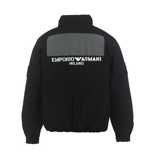 安普里奥·阿玛尼（Emporio Armani）纯色简约后背印花立领宽松男士短款羽绒服6R1B681NDAZ 黑色 52 (XL)