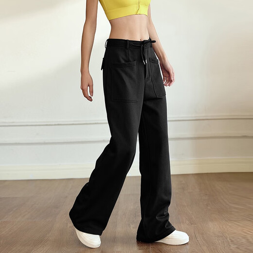 LULULMCCTN Yoga Pants Women's Pilates Running Fitness Loose Slim High Waist Casual Wide Leg Sports Pants Black L