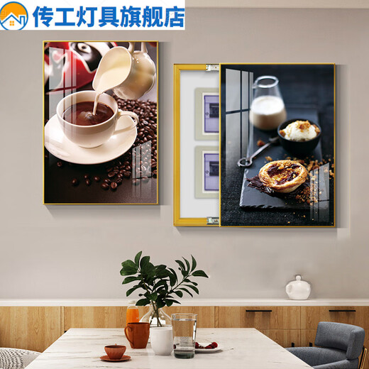 电表箱两联装饰画餐厅现代简约配电箱开关盒遮挡挂画轻奢高档多媒 15838/15839 60*80左推拉/金框（可联系客服备