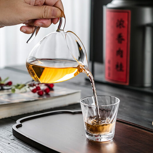 禾器·炫彩小翊口透明色茶海公道杯 手工茶具配件高硼硅耐高温玻璃分茶器 小翊口茶海(透明色)1449
