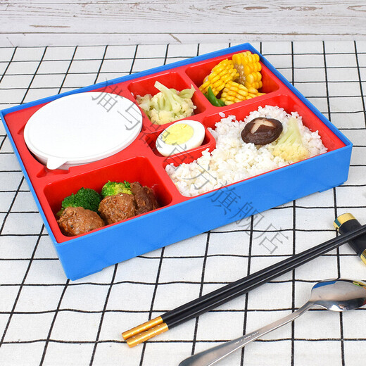 Xushansi high temperature sterilization business meal box with bowl Japanese style divided lunch box fast food box commercial black print + red liner with soup bowl 0ml