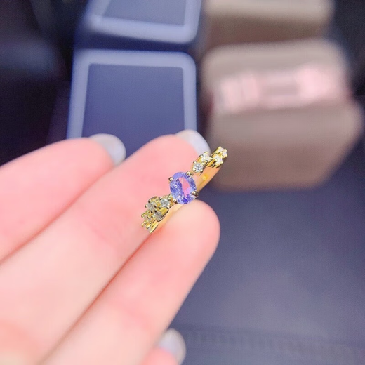 Muchin small fresh tanzanite ring 4*5 open ring fresh 925520 Valentine's Day gift for girlfriend female ring